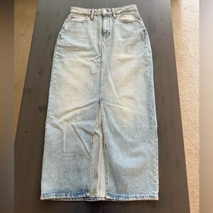 Women's Light Blue Denim Maxi Skirt